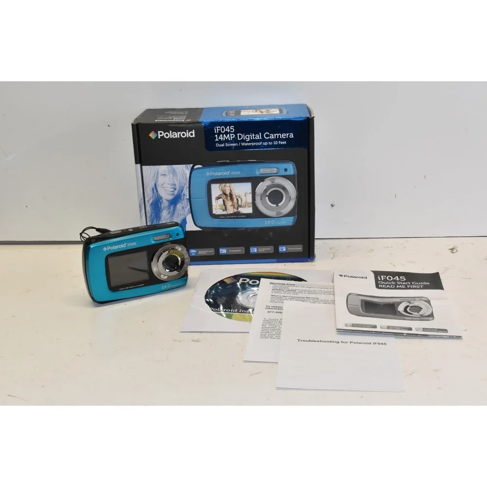 Polaroid iFO45 14 MP Digital Camera Blue Dual Screen/Waterproof w Box Manual